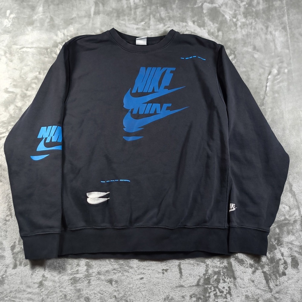 Nike Sweatshirt Mens Large Sportswear Essentials Glitch Club Pullover AOP DM6875